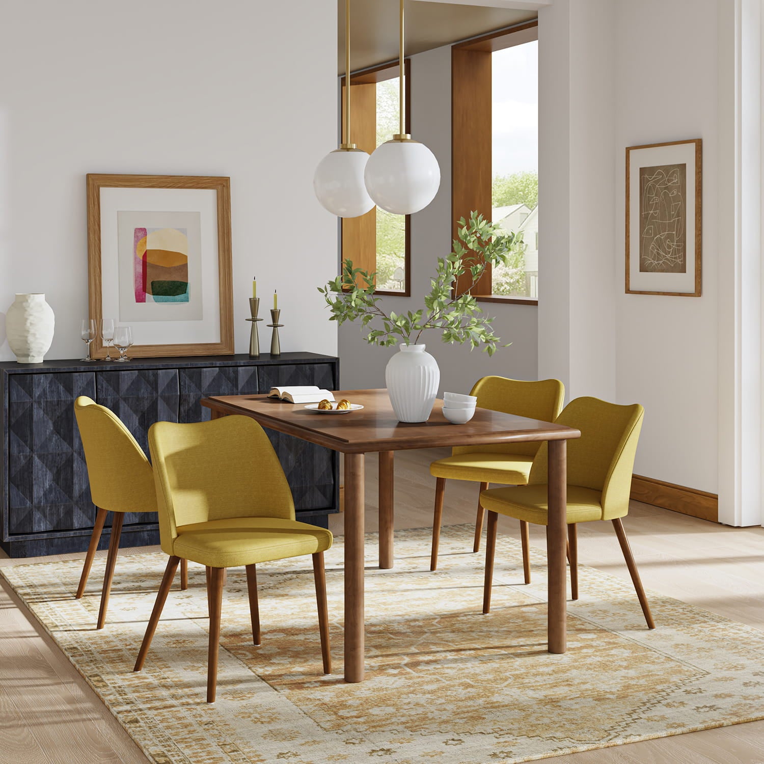 Mid Century Modern Upholstered Dining Chairs - Diana Collection | Stylish Upholstered Side Chairs for Kitchen, Dining Room & Office | Comfortable & Elegant Seating Solution