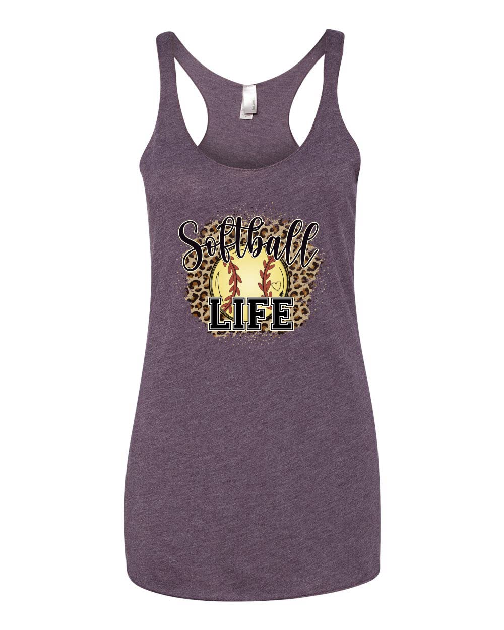 Softball Life Animal Print Tri-Blend Racerback Tank Top for Girls - Breathable Athletic Shirt for Sports, Training & Casual Wear
