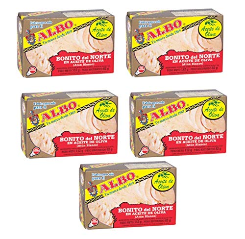 ALBO White Tuna in Olive Oil 112g (5-Pack) - Premium Canned Tuna for Salads, Sandwiches & Healthy Meals