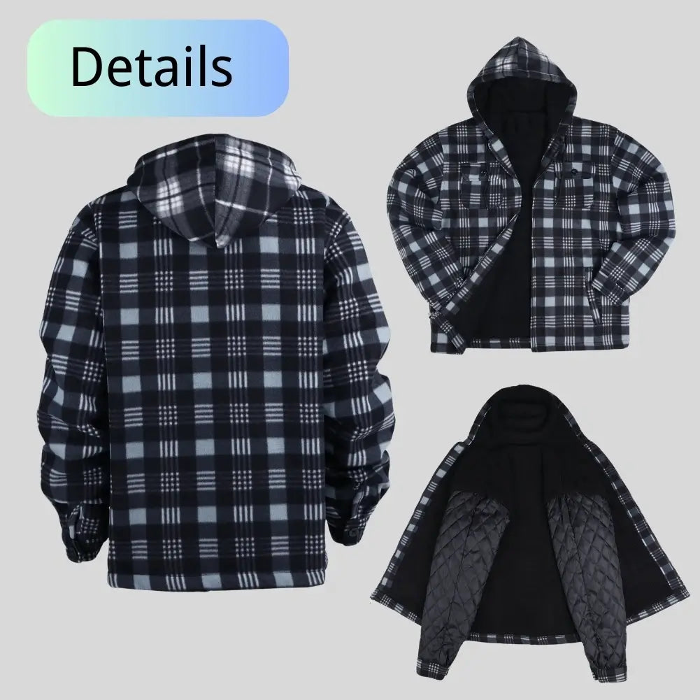 Men's Plaid Sherpa Lined Jacket - Warm Winter Flannel Shirt Jacket for Outdoor Activities & Casual Wear