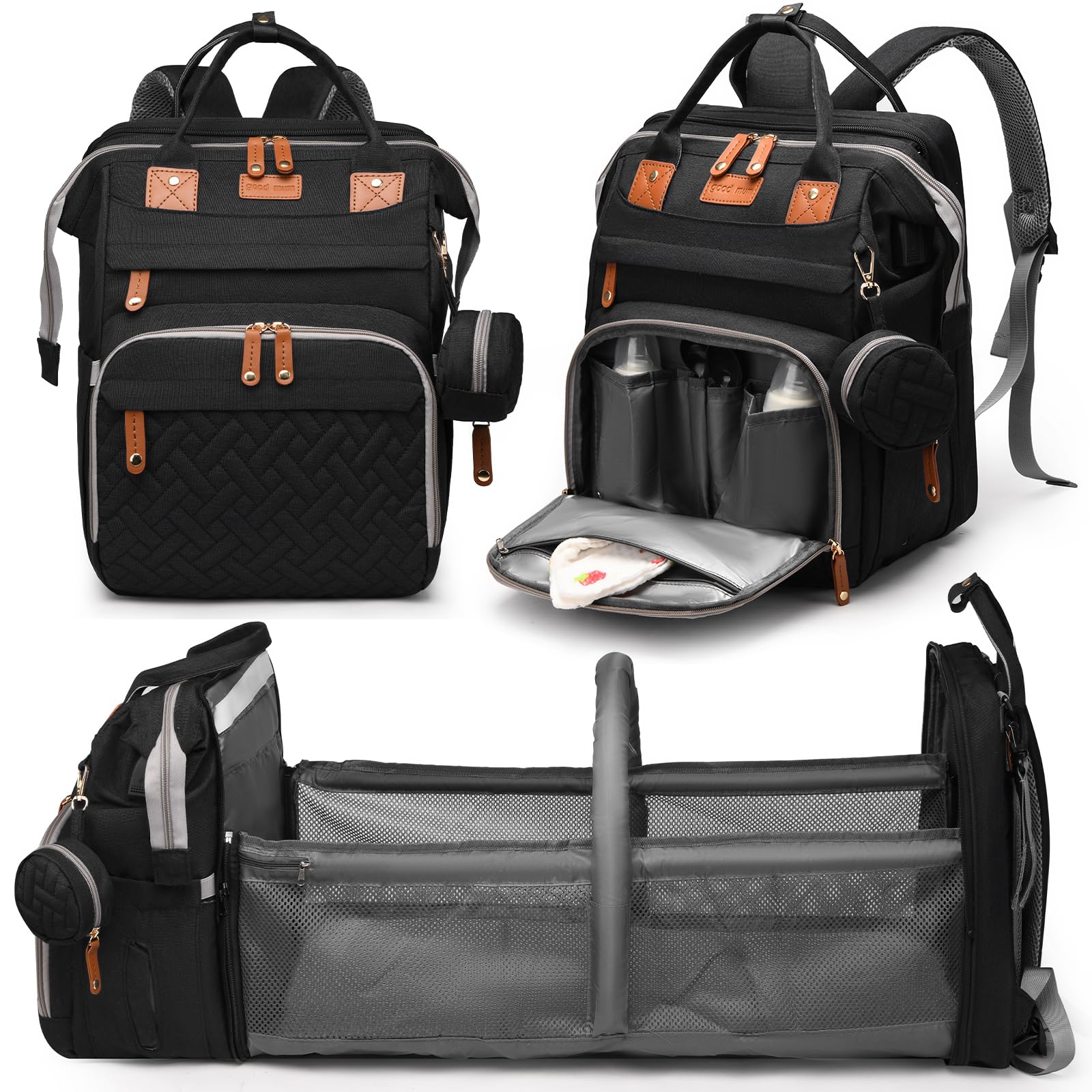 **Waterproof Diaper Backpack with Changing Station & USB Charging Port – Large Multifunctional Travel Baby Bag for Boys & Girls – Perfect for Moms & Dads on the Go – Ideal for Air Travel, Daycare & Family Outings**