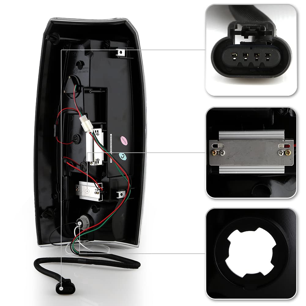 ACANII Black LED Tail Lights Brake Lamps Pair Set - Compatible with 2007-2013 Chevy Avalanche (Driver & Passenger Side) - Durable Replacement for Enhanced Visibility & Safety - Perfect for Night Driving, Off-Roading & Custom Car Upgrades