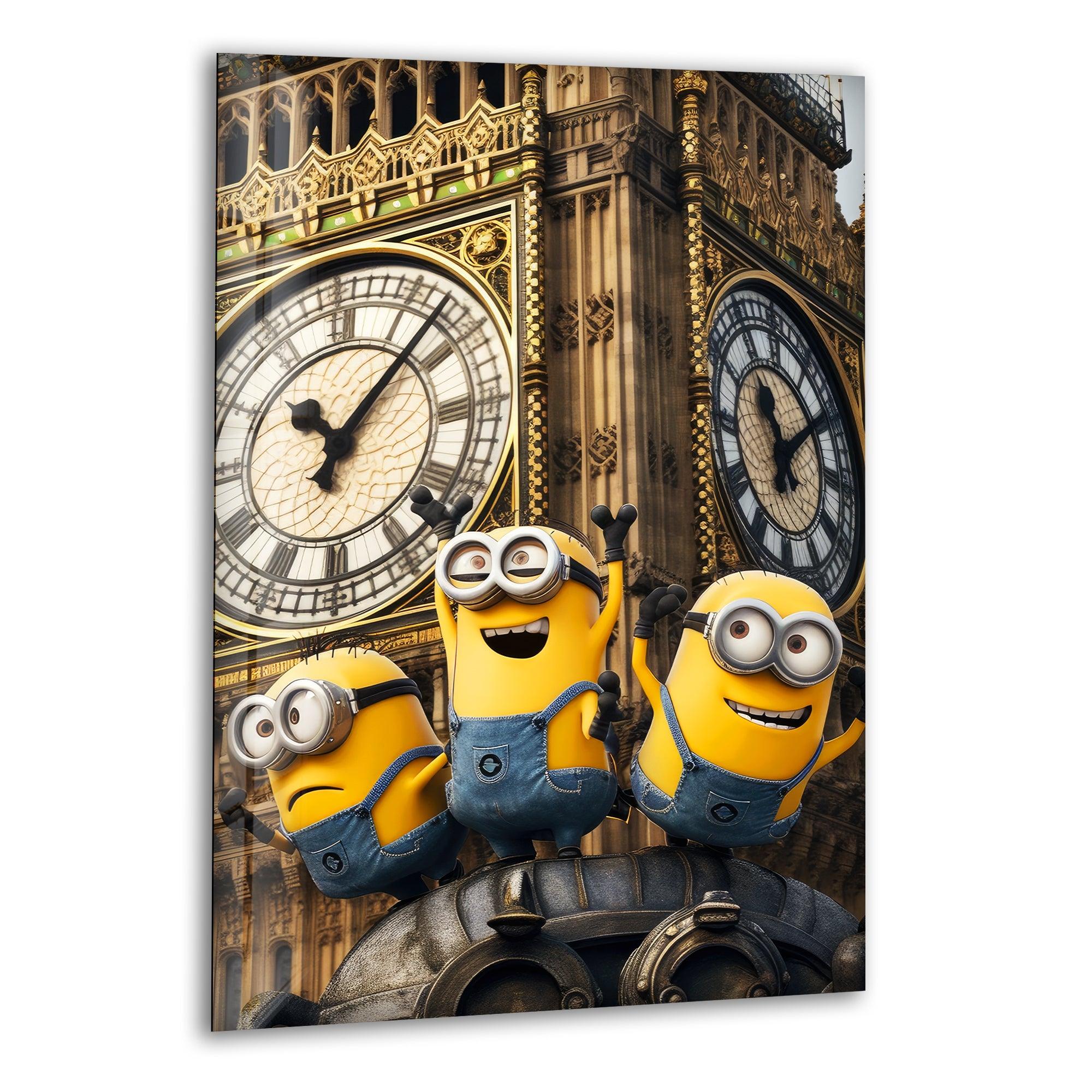 Minions Clock Tower Stained Glass Wall Art - Perfect for Kids' Rooms, Themed Decor & Movie Lover Gifts