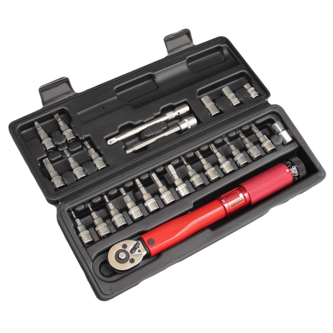 HIOD 1/4 Inch Drive Torque Wrench Set (2-24 Nm) - Professional Bike Tool Kit with Allen & Torx Sockets for Road & Mountain Bicycle Maintenance | Perfect for DIY Repairs, Tune-ups & Component Installation