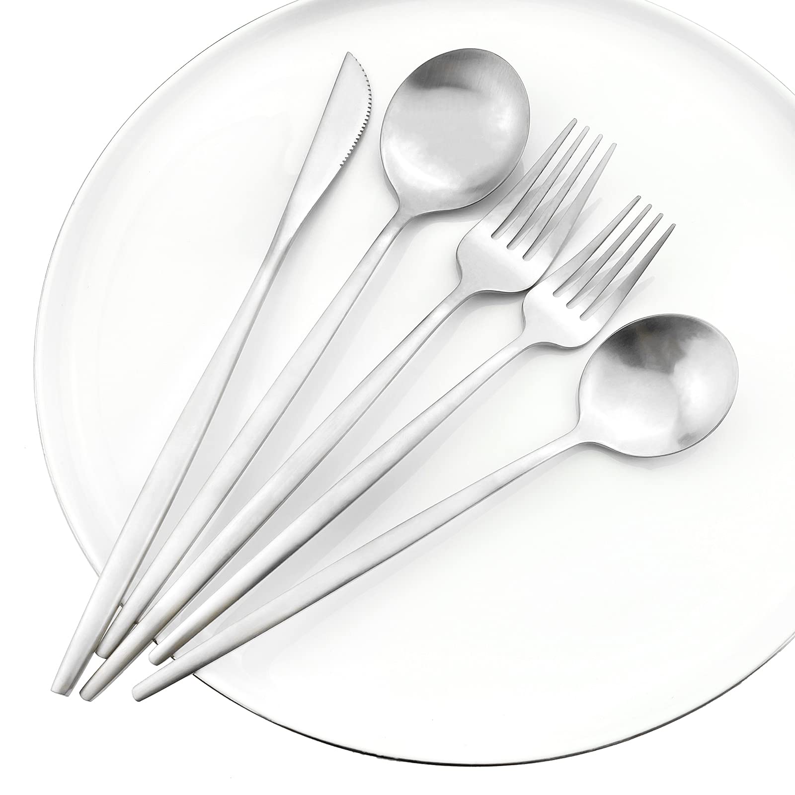 6-Piece Stainless Steel Salad & Dessert Forks Set - 18/0 Matte Polished Flatware, 7.48-Inch Silver Table Forks - Perfect for Dinner Parties, Wedding Receptions & Fine Dining