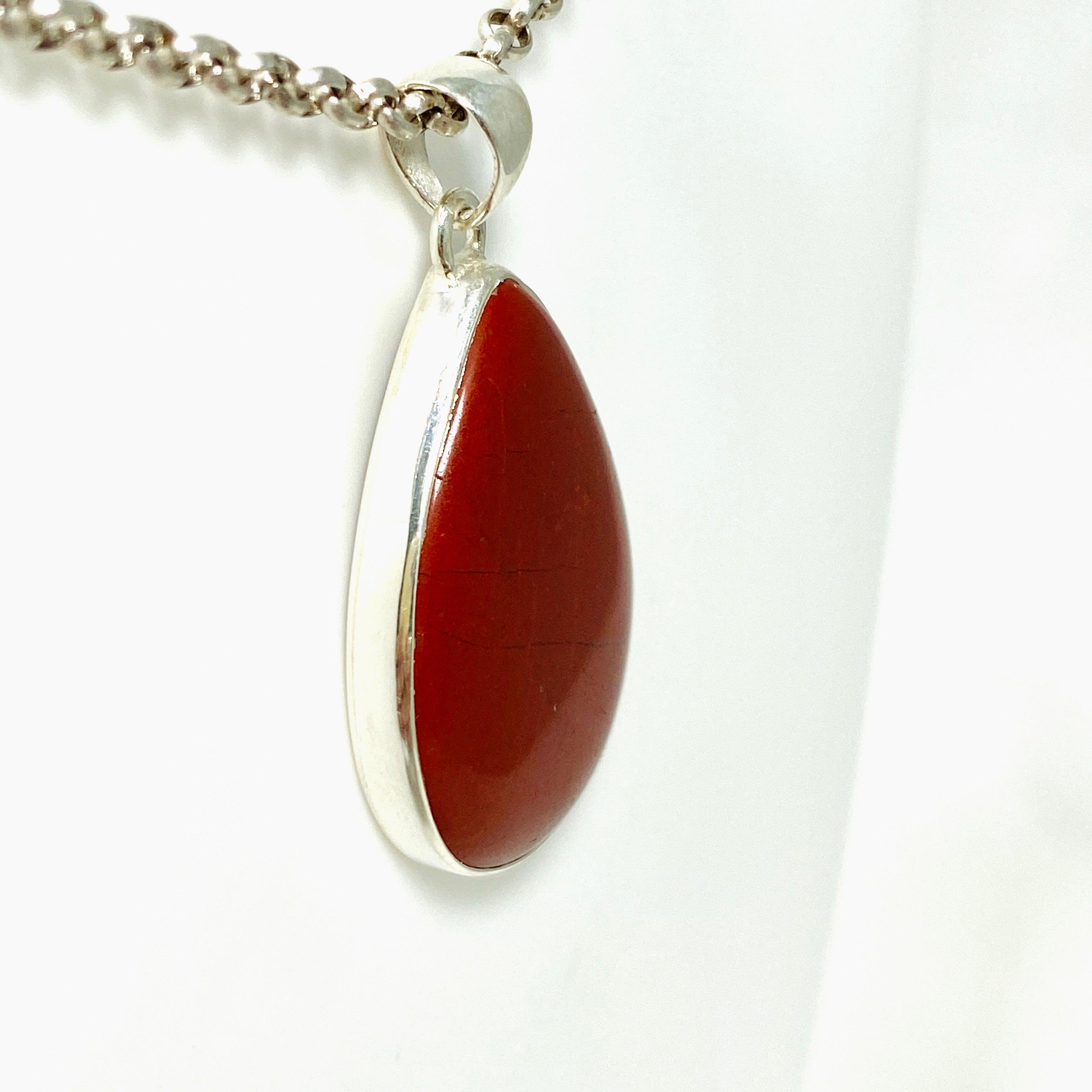 Red Jasper Teardrop Pendant Necklace KPGJ4443 - Natural Stone Jewelry for Women, Healing Crystal Gift for Meditation & Spiritual Protection