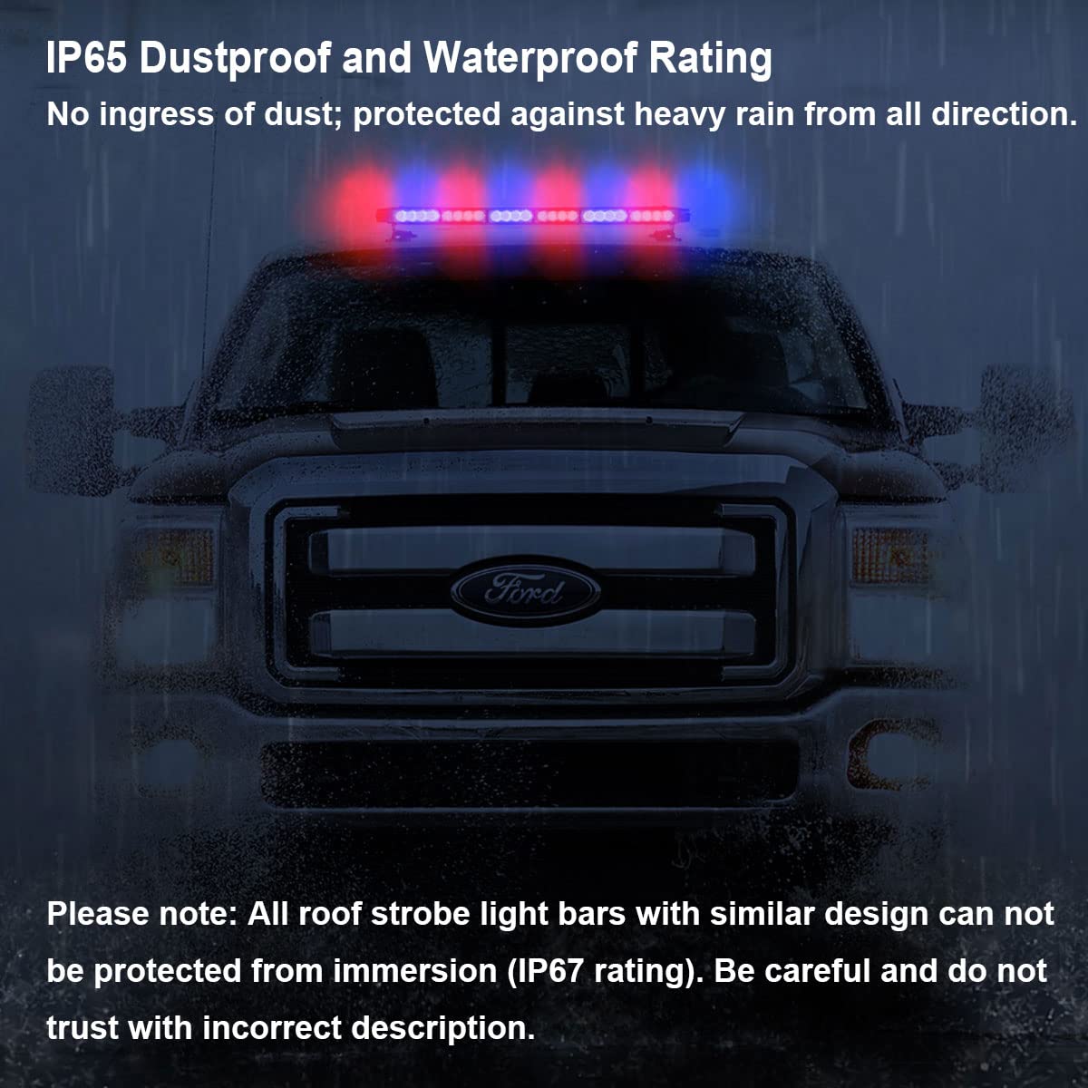 56 LED Red Blue Emergency Strobe Light Bar with Strong Magnetic Base - WOWTOU Rooftop Flashing Beacon for Police Cars, Law Enforcement & Security Vehicles | Safety Warning Lights for Roadside Emergencies & Traffic Control