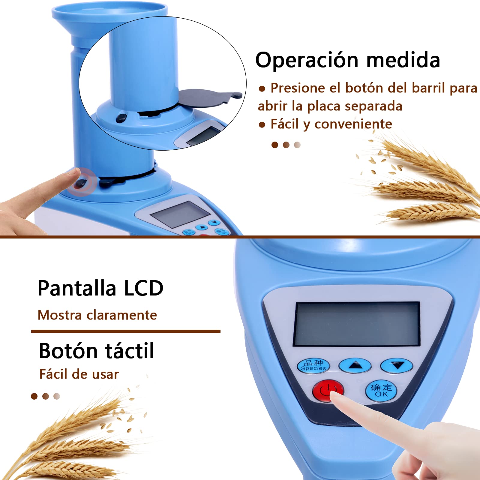YJINGRUI Digital Grain Moisture Meter LDS-1G, Portable Moisture Analyzer for Rapeseed Rice Wheat Soybean Corn Bean (3-35% Range, High Accuracy) - Perfect for Farmers, Grain Storage & Agricultural Quality Control