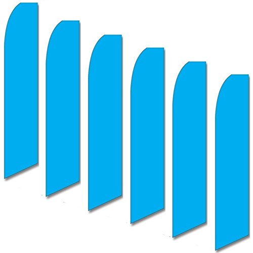 6 Pack Light Blue Teal Solid Swooper Flags - Outdoor Party Decorations, Sporting Events, Tailgating & Garden Markers