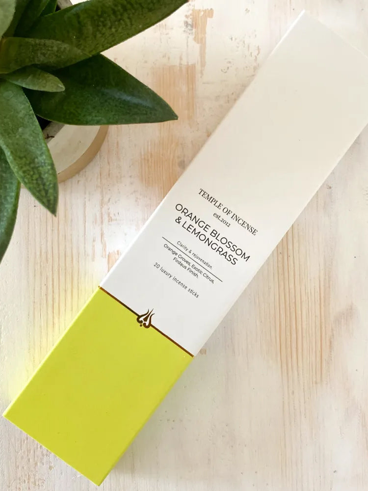 Orange Blossom & Lemongrass Incense Sticks - Natural Aromatherapy for Relaxation, Meditation & Home Fragrance | Temple of Incense
