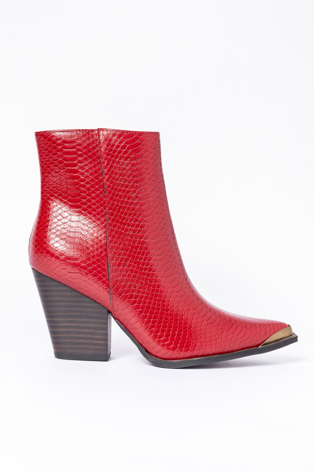 Jessie Red Snakeskin Pointed Toe Booties Women's Fashion Ankle Boots - Perfect for Party, Night Out & Office Wear