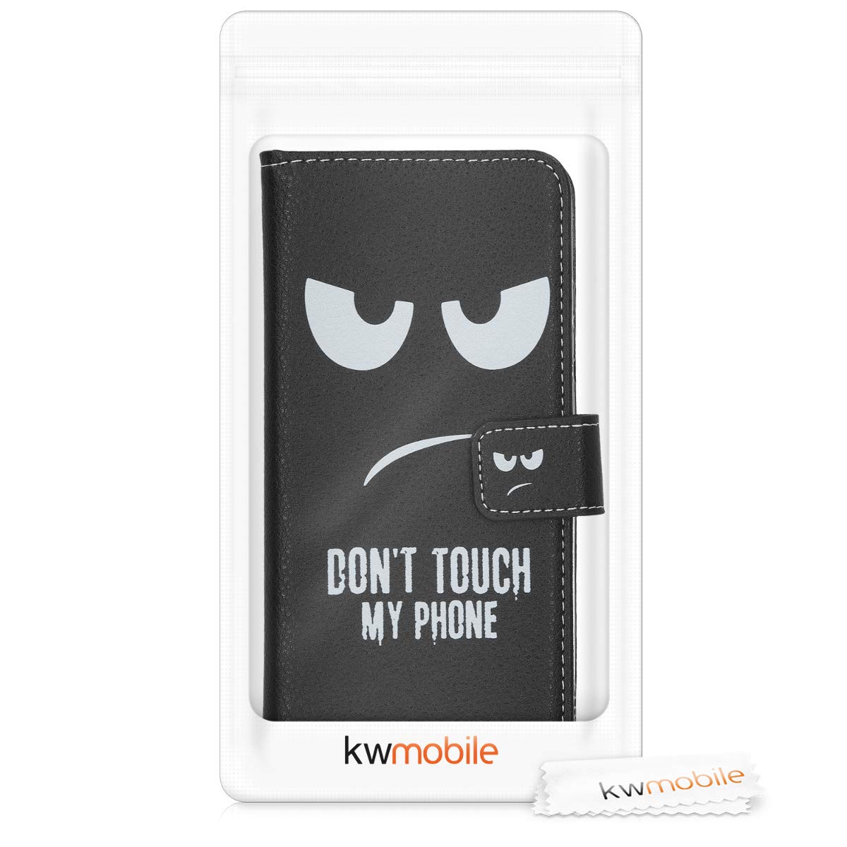 kwmobile Wallet Phone Case for Xiaomi Redmi Note 6 Pro - Slim Protective Cover with Card Slots (White/Black) | Perfect for Everyday Use, Travel & Hands-Free Convenience
