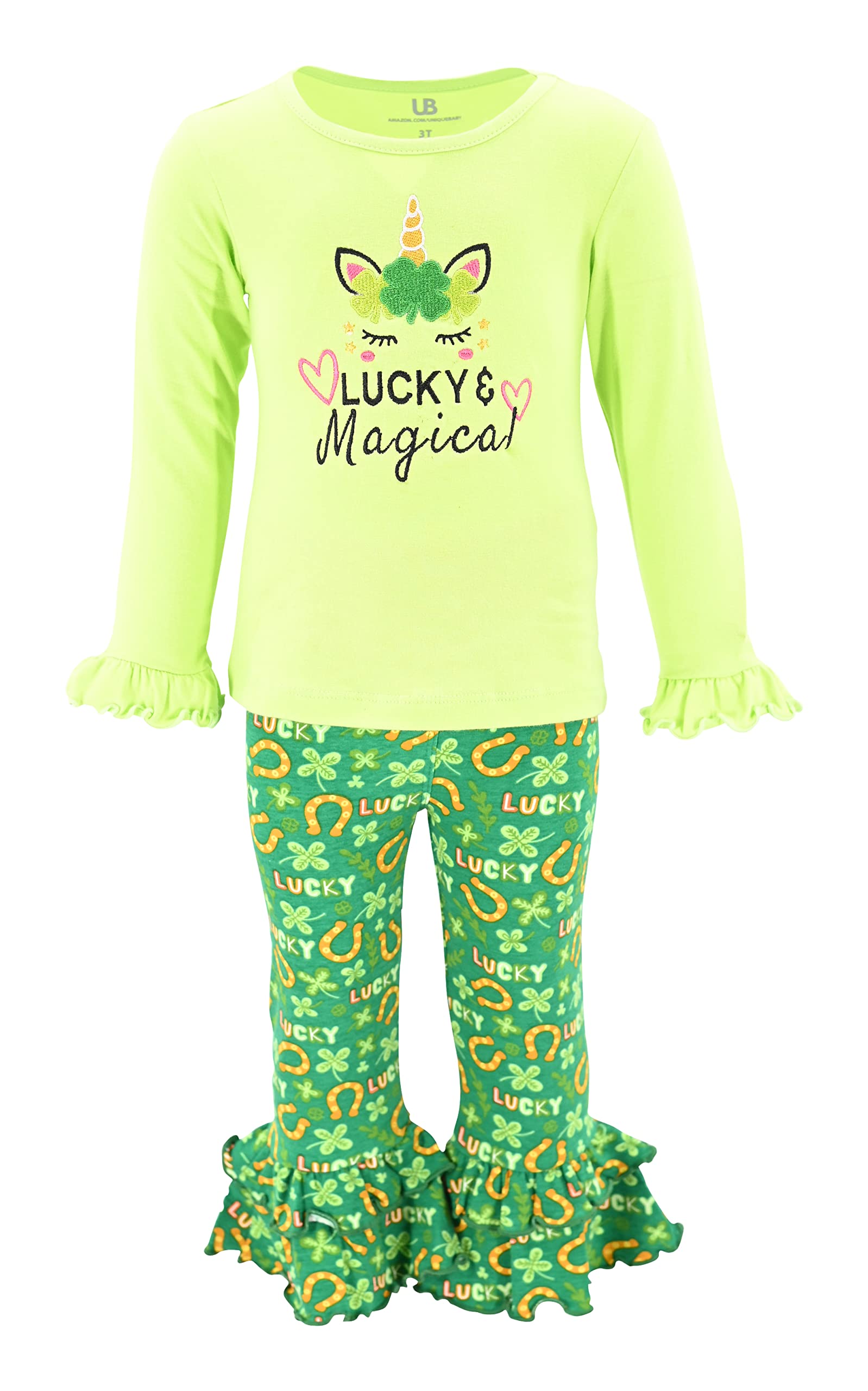 Girls 2-Piece Outfit - Ruffle Leggings & Long Sleeve Shirt Set for Toddlers | Playtime & Party Wear