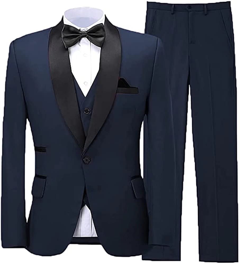 Men's Groomsmen Wedding Blazer 3-Piece Suit Set | Business Casual Tuxedo Jacket, Vest & Pants | Perfect for Weddings, Prom & Formal Events