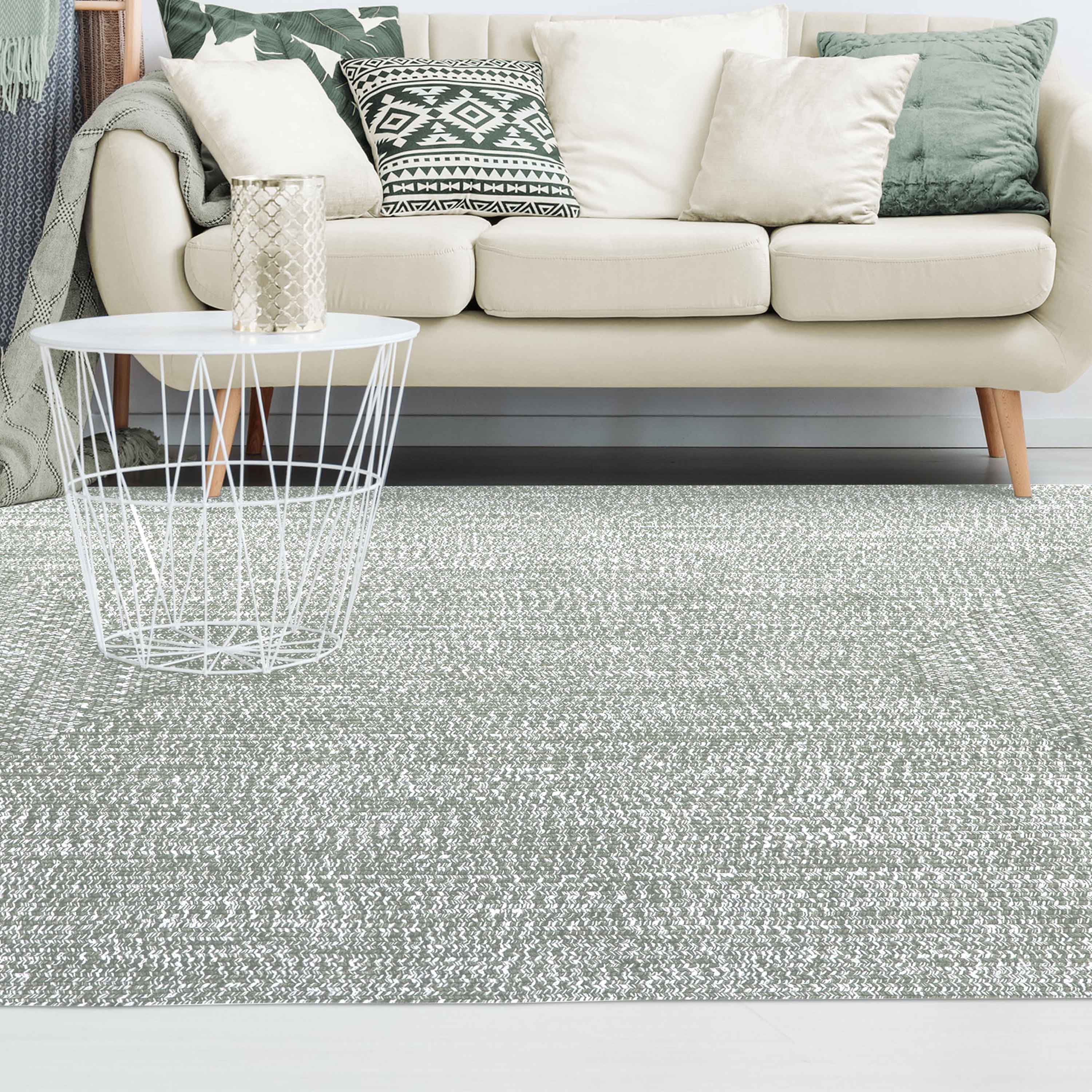Two-Toned Braided Bohemian Area Rug - Indoor/Outdoor Use for Living Room, Patio & Bedroom Decor