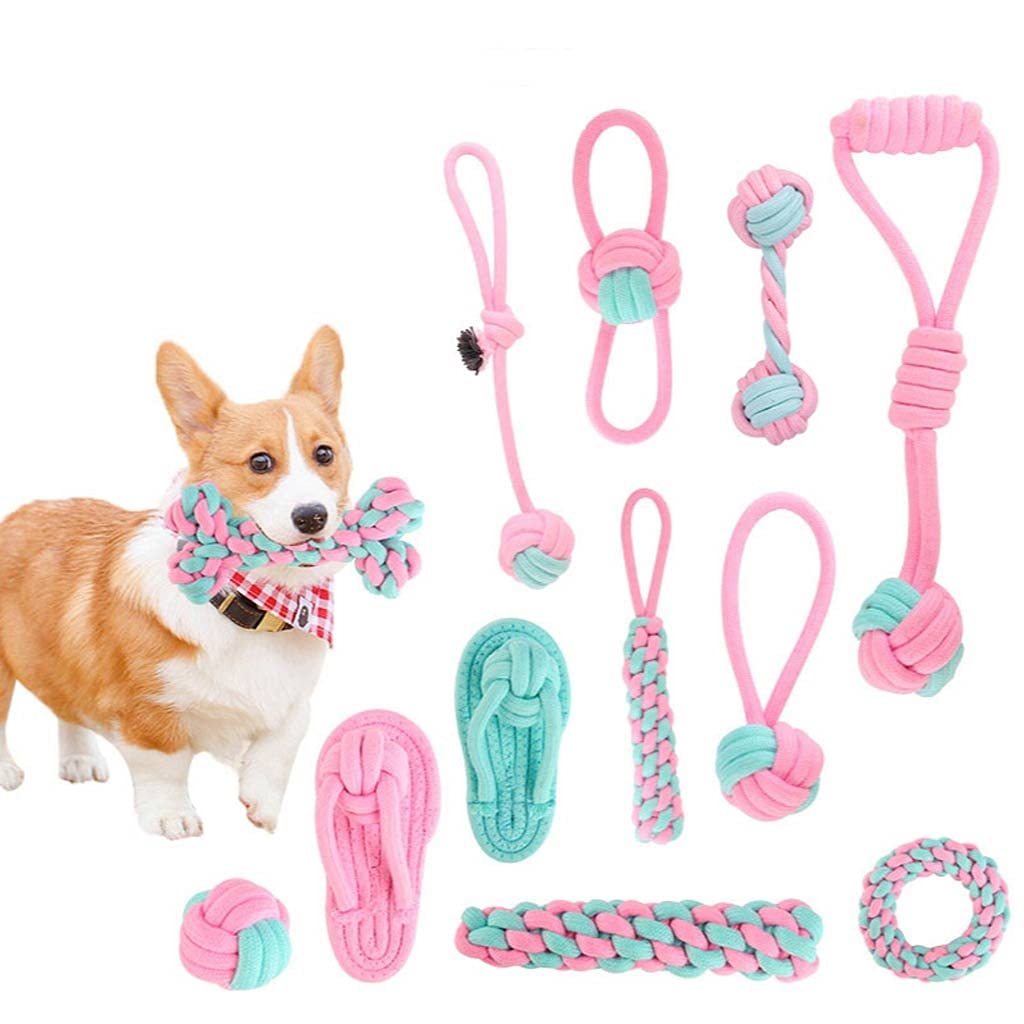 FEGOCLT Dog Chew Toys for Puppies - Durable Cotton Rope Knot & Teething Toys for Small Medium Large Dogs - Interactive Bite-Resistant Pet Supplies (Powder Blue) - Perfect for Training, Playtime and Dental Health