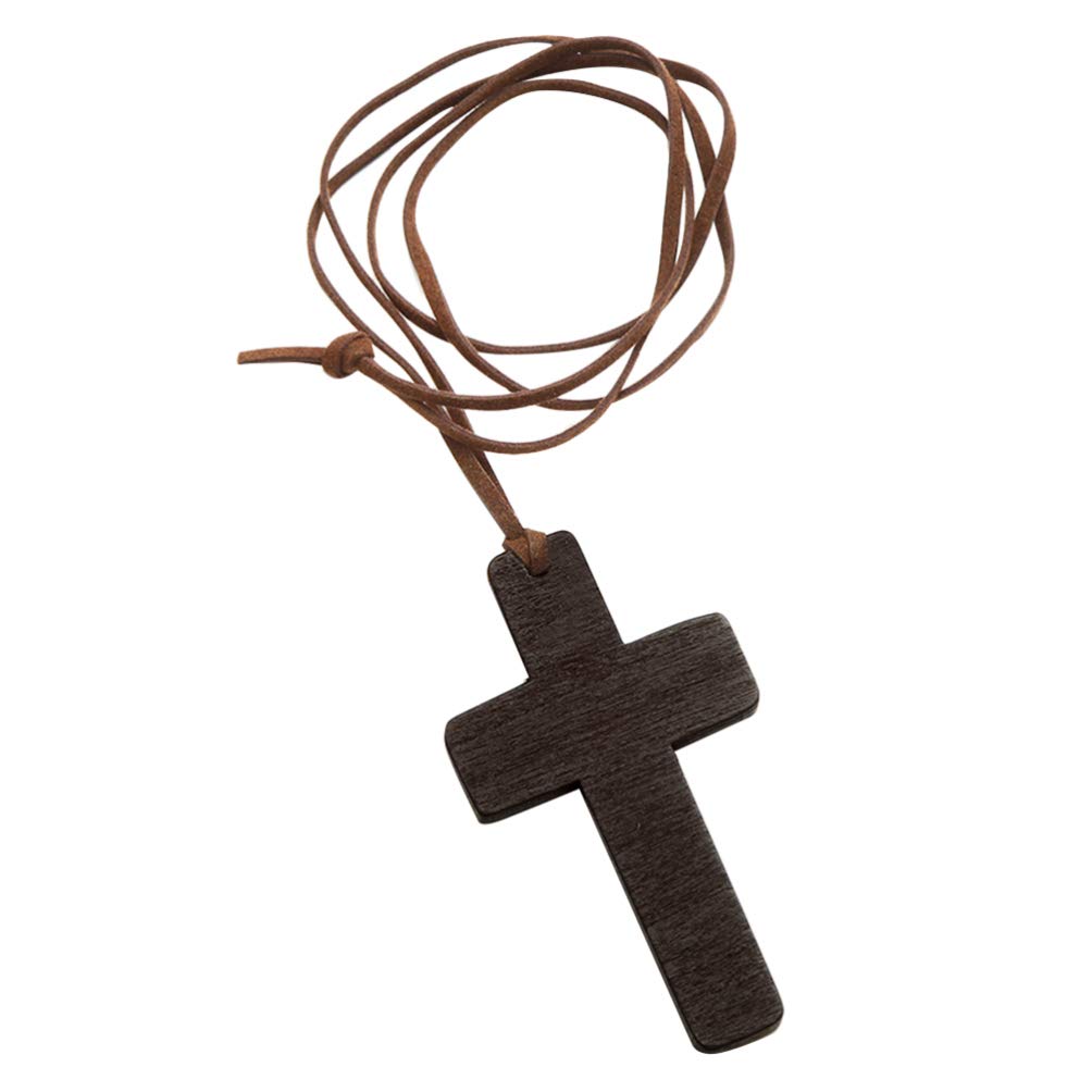 Artibetter 30pcs Wooden Cross Pendant Necklace - PU Leather Chain for Men & Women - Christian Religious Jewelry (Black) - Perfect for Church, Baptism, Weddings & Everyday Faith Wear