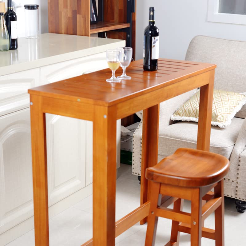 Rubber Wood Bar Table - Bistro Table, High Table, Breakfast Table, Dining Table, Pub Table - Kitchen & Room Furniture in Yellow & Brown - Perfect for Home Bars, Cafes, Restaurants & Outdoor Dining