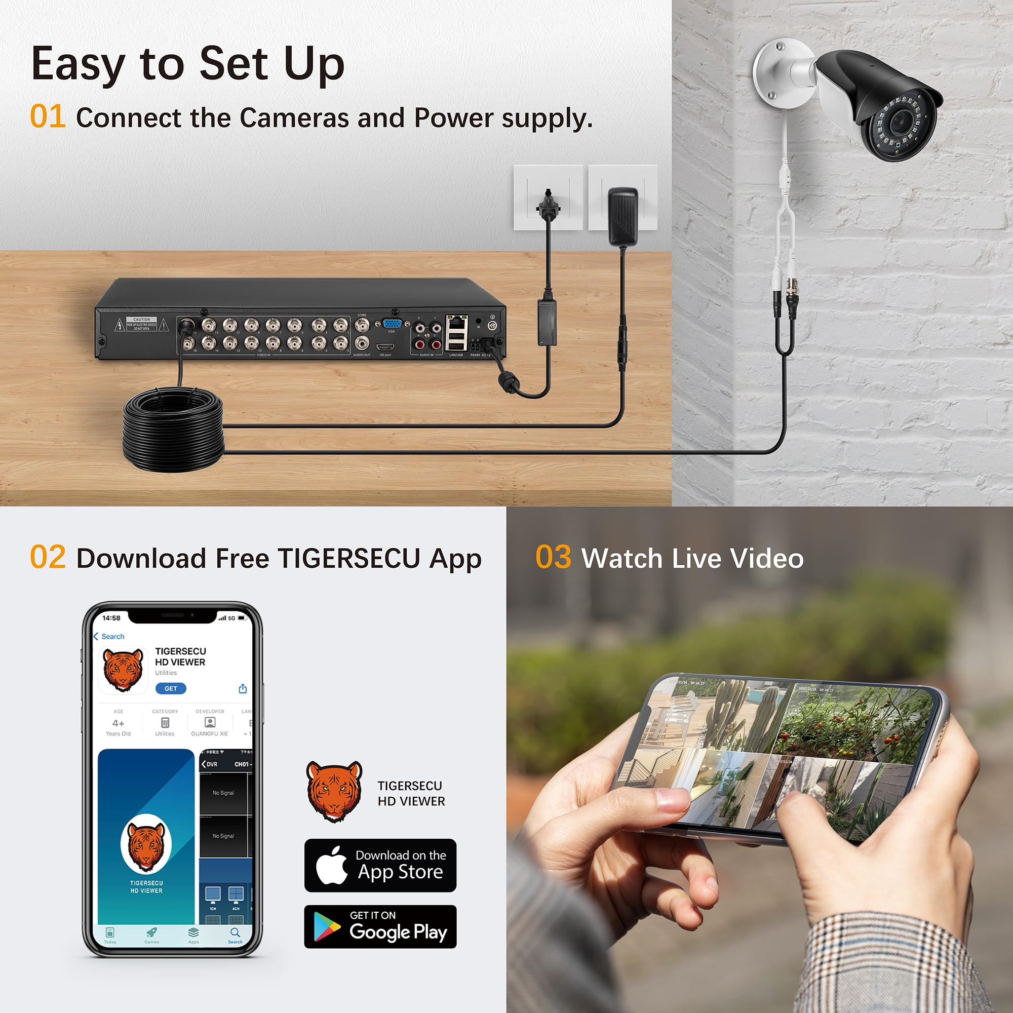 TIGERSECU 16 Channel 1080P HD Hybrid 6-in-1 CCTV DVR Security System with 4TB HDD - Supports 2MP/5MP TVI, AHD, CVI, Analog, IP & PTZ Cameras - Ideal for Home Security, Business Surveillance & 24/7 Monitoring
