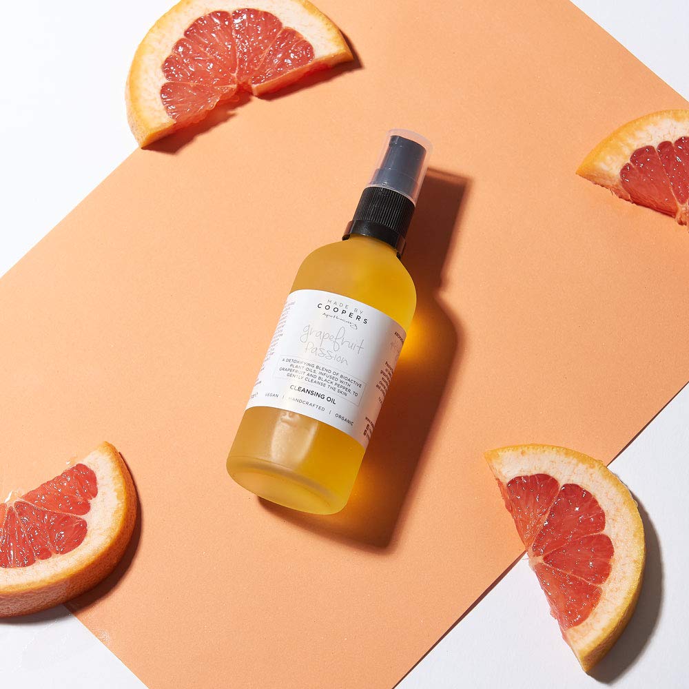 Coopers Grapefruit Facial Cleanser & Makeup Remover with Muslin Cloth - 100ml Vegan Face Wash with Bioactive Plant Oils for Deep Pore Cleansing | Perfect for Daily Skincare & Gentle Makeup Removal