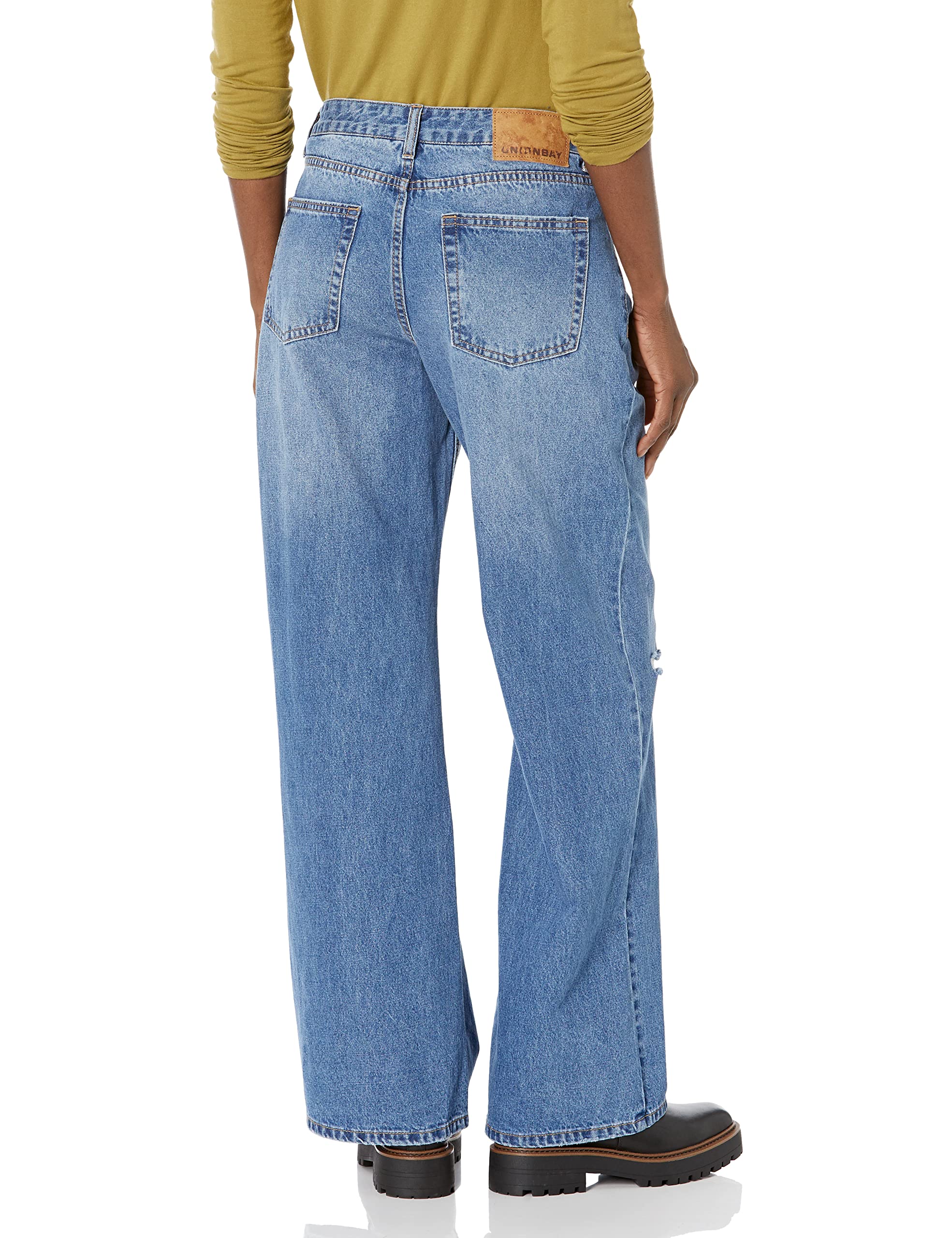 UNIONBAY Women's Low Rise Wide Leg Jeans - Comfortable Stretch Denim Pants for Casual Wear & Everyday Outfits