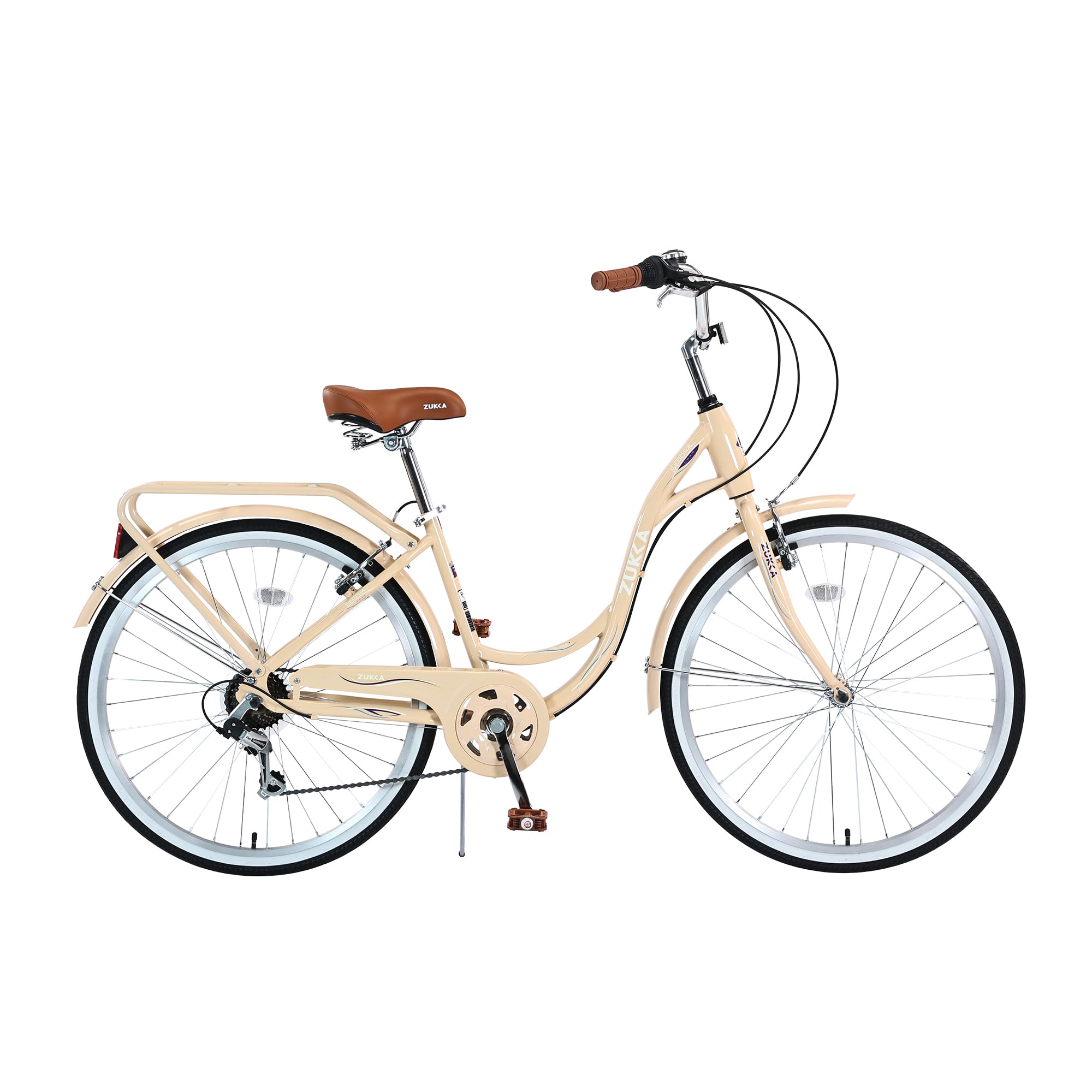 26 Inch Women's Beach Cruiser Bike - 7 Speed Commuter Bicycle with Lightweight High Carbon Steel Frame, Alloy Wheels & Comfortable Padded Seat - Perfect for Coastal Rides, City Commuting and Leisure Cycling