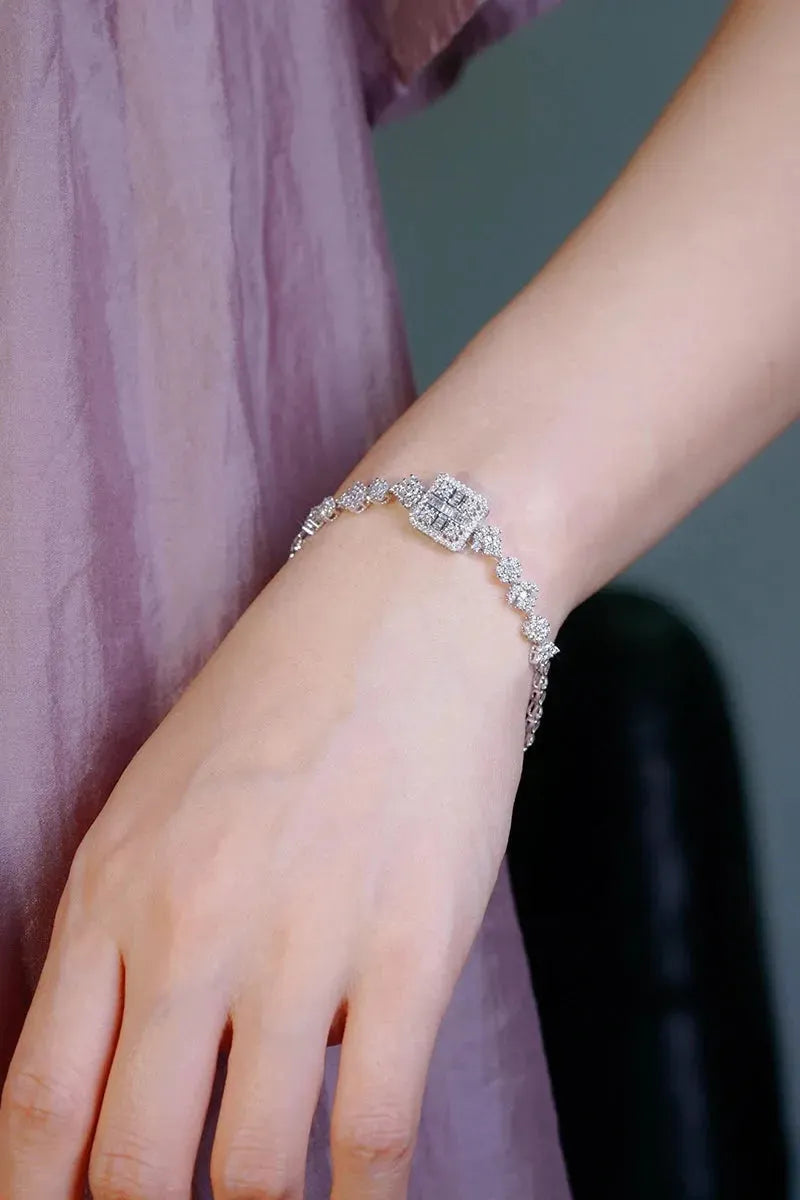 18K White Gold Diamond Bracelet for Women - 1.4 Carat Real Natural Diamond Elegant Ladies Jewelry - Perfect for Parties, Weddings & Special Occasions
