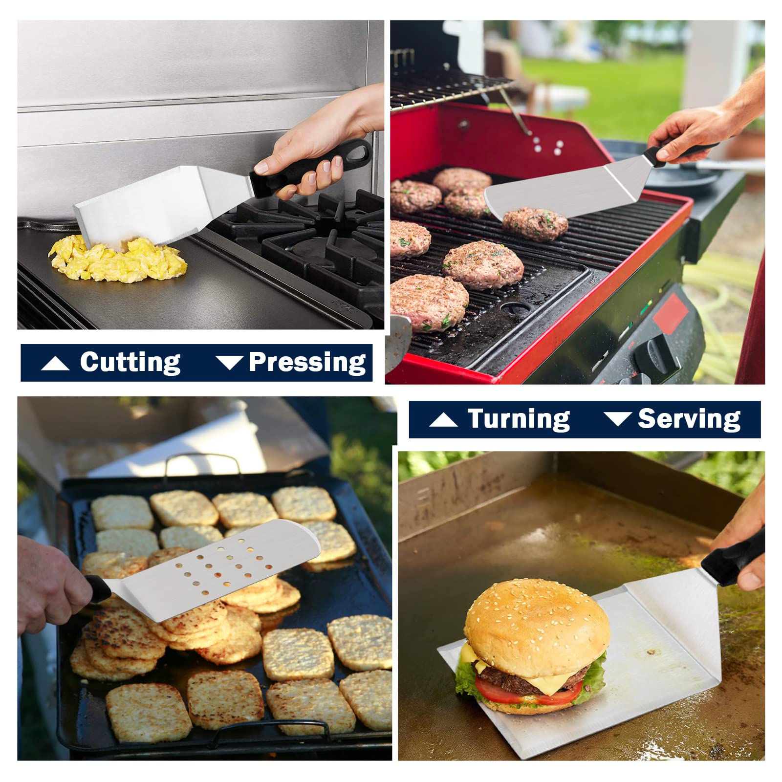 20Pcs Stainless Steel Griddle Accessories Kit - HaSteeL Teppanyaki BBQ Tools Set with Melting Dome, Bacon Press, Spatulas & Scrapers for Indoor/Outdoor Cooking, Camping & Grilling | Durable & Easy to Clean for Backyard Parties, Tailgating & Japanese Hibachi Style Cooking