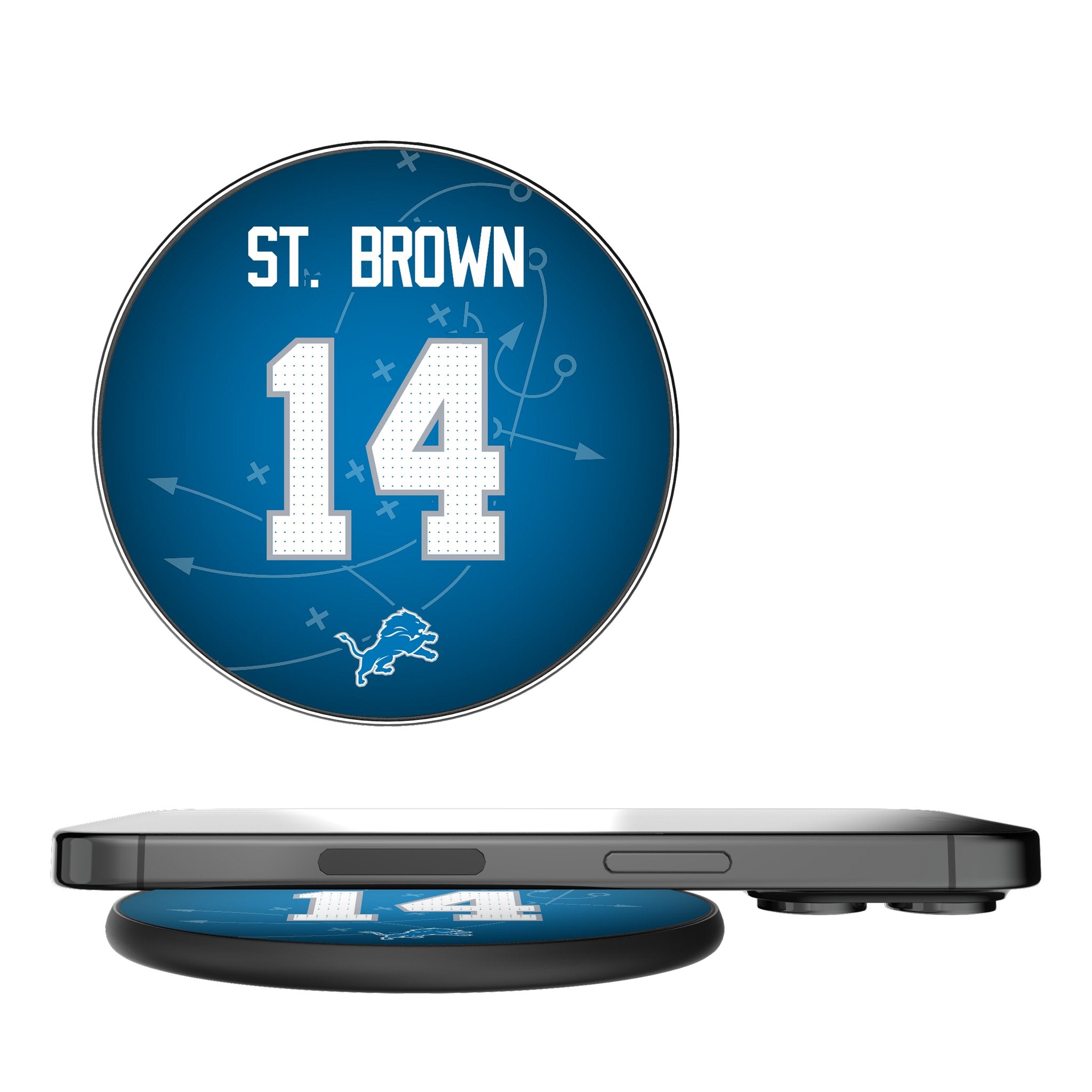 Amon Ra St. Brown Detroit Lions NFL Wireless Charger 15W Fast Charging Pad for iPhone & Android - Perfect for Home, Office & Game Day Accessories