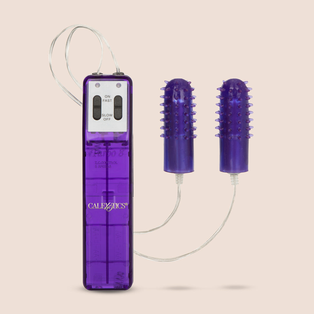Pocket Exotics® Turbo 8 Accelerator™ Double Bullet Vibrator with Removable Tickler Sleeves - Powerful Personal Massager for Couples & Solo Play