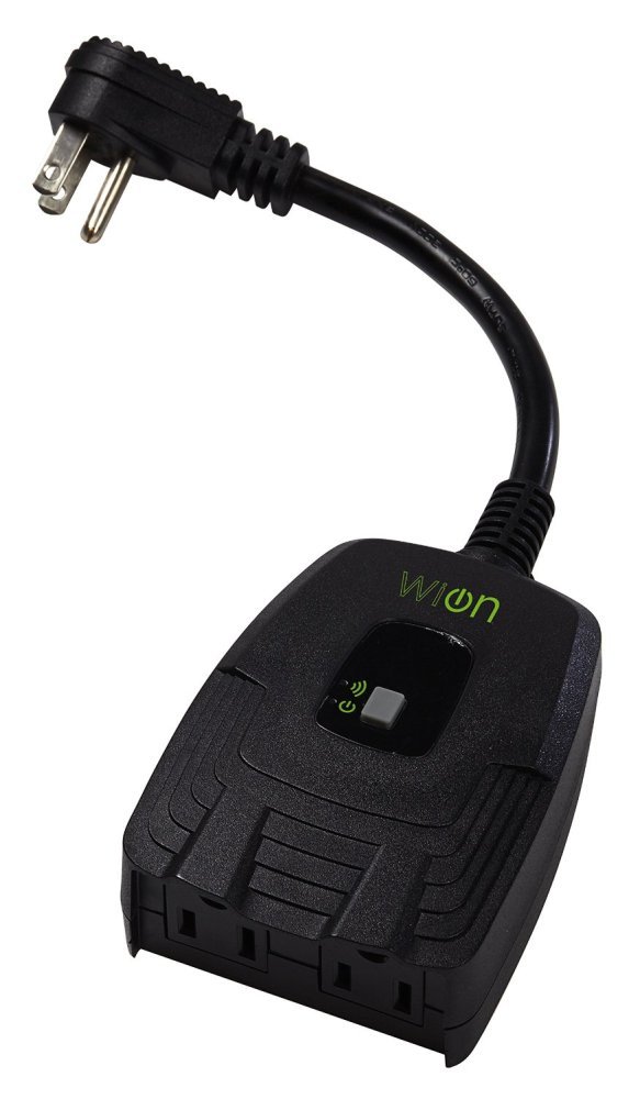 WiOn 50049 Outdoor Smart Plug - WiFi Controlled, Weather Resistant, 2 Grounded Outlets for Smartphone/Tablet Automation (Works with Alexa & Google Home) - Perfect for Patio Lights, Holiday Decorations & Pool Pumps