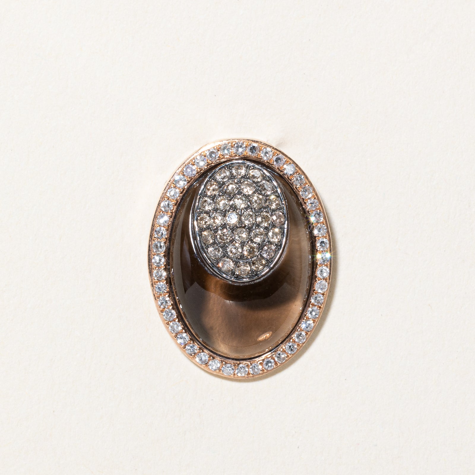 Elegant 6.60ct Oval Smoky Quartz & 0.55ctw Diamond Halo Pendant Necklace - Perfect for Weddings, Anniversaries & Special Occasions