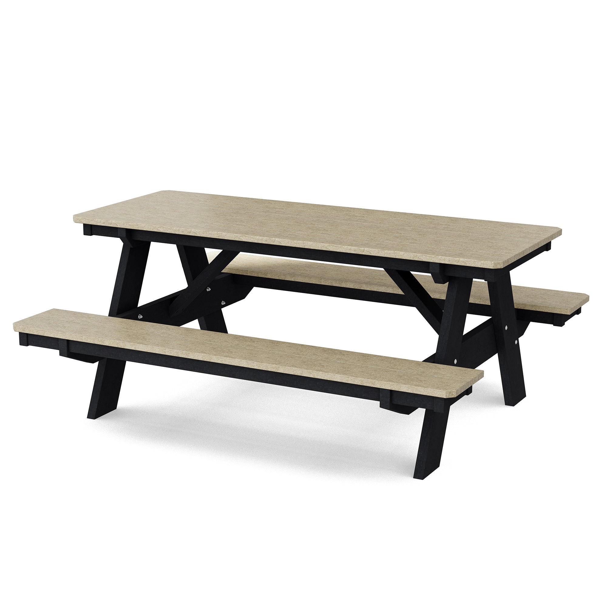 Heritage 72 Inch Outdoor Picnic Table with Attached Benches - Durable All-Weather Patio Furniture for Backyard, Garden, and Park Gatherings