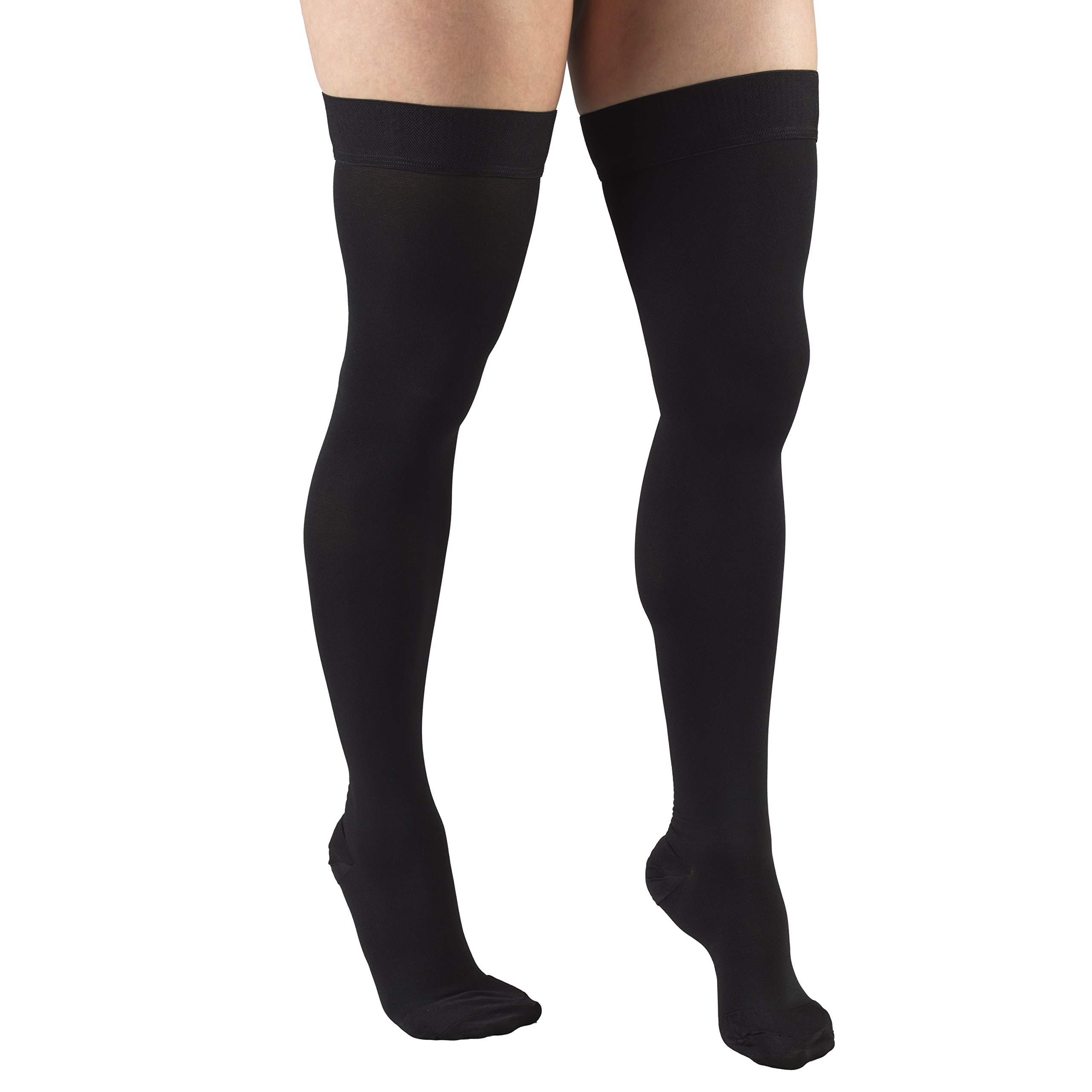 Truform 20-30 mmHg Compression Stockings for Men & Women - Thigh High Medical Socks with Dot Top & Closed Toe - Ideal for Circulation Support, Varicose Veins & Long Flights