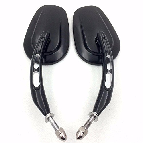 Black Big Side Mirrors with Hollow-out Stem for Harley Davidson Dyna Super Glide FXDXT 1982 & Later - Durable Motorcycle Accessories for Enhanced Safety and Style - Perfect for Highway Cruising and Urban Riding