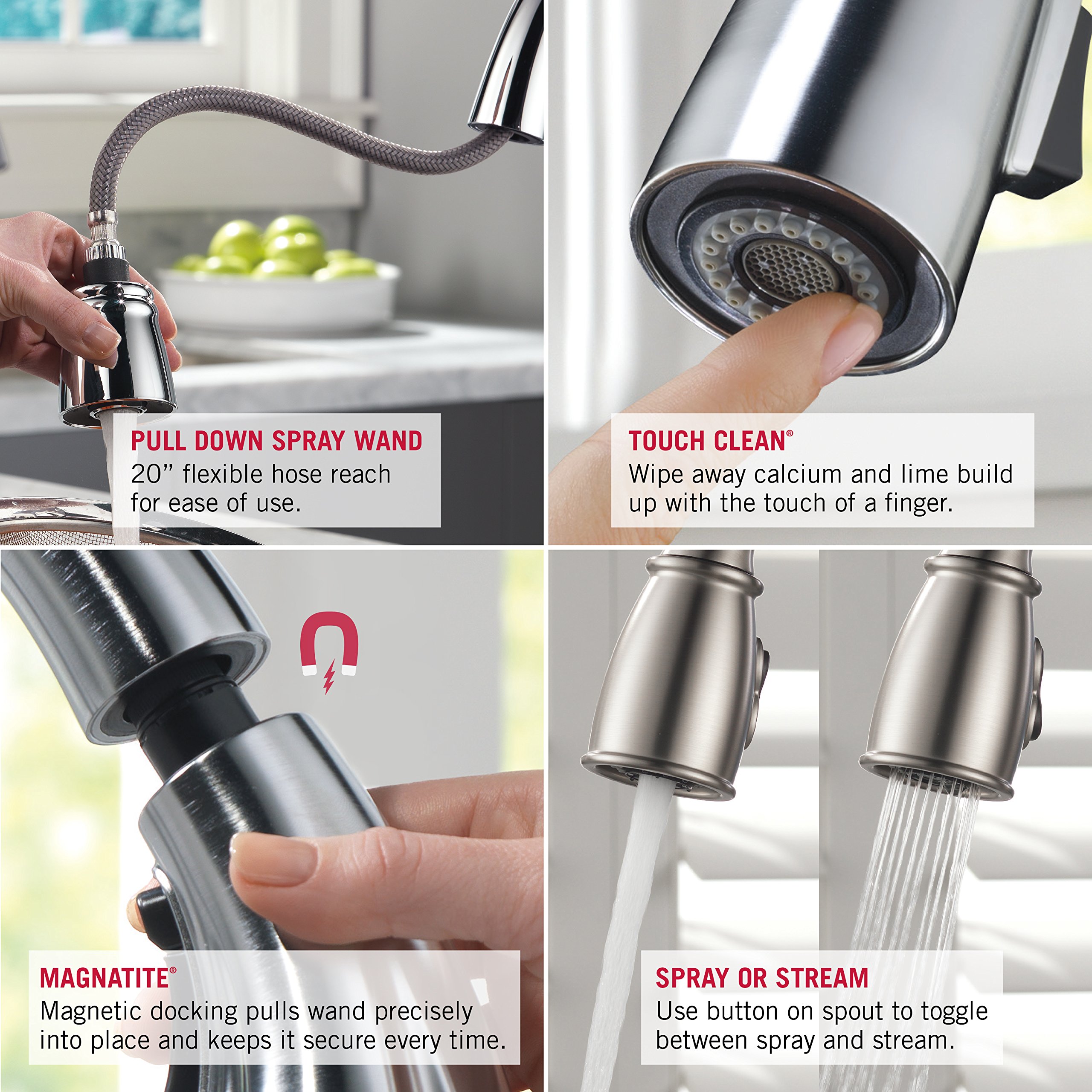 Delta Cassidy Pull-Out Kitchen Faucet in Polished Nickel - 4197-PN-DST with Magnetic Docking Spray Head for Easy Sink Cleaning | Perfect for Modern Kitchens & Dishwashing