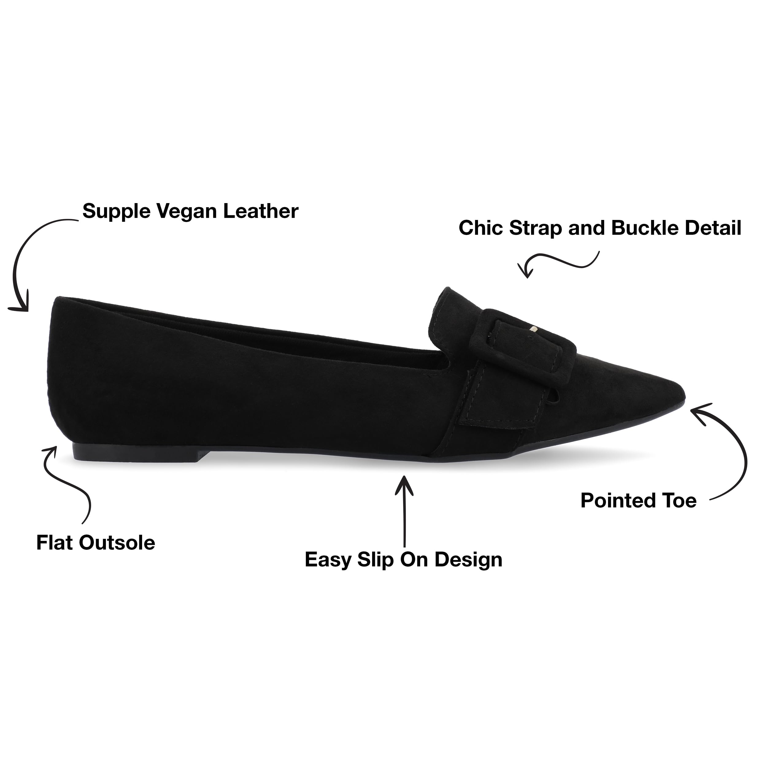 Journee Collection Women's Comfortable Ballet Flats - Slip On Casual Shoes for Work, Travel & Everyday Wear