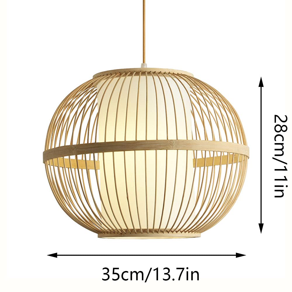 Rustic Asian Teahouse Chandelier - Handmade Bamboo Globe Pendant Light with E27 Socket, Pastoral Lighting Fixture for Cafe, Bar & Restaurant - Perfect for Zen Decor, Boho Interior Design and Asian-Themed Spaces
