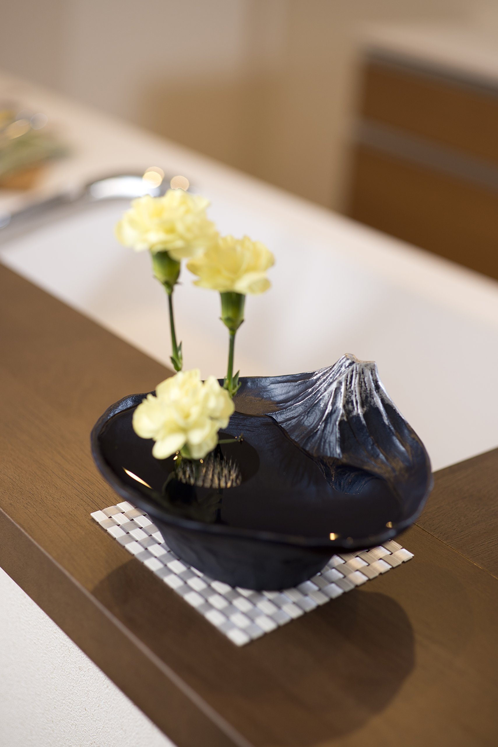Nagae Flower Vase Basin - Elegant Blue Fuji & Shizukage Sakasa Design | Perfect for Home Decor, Wedding Centerpieces & Japanese Tea Ceremonies