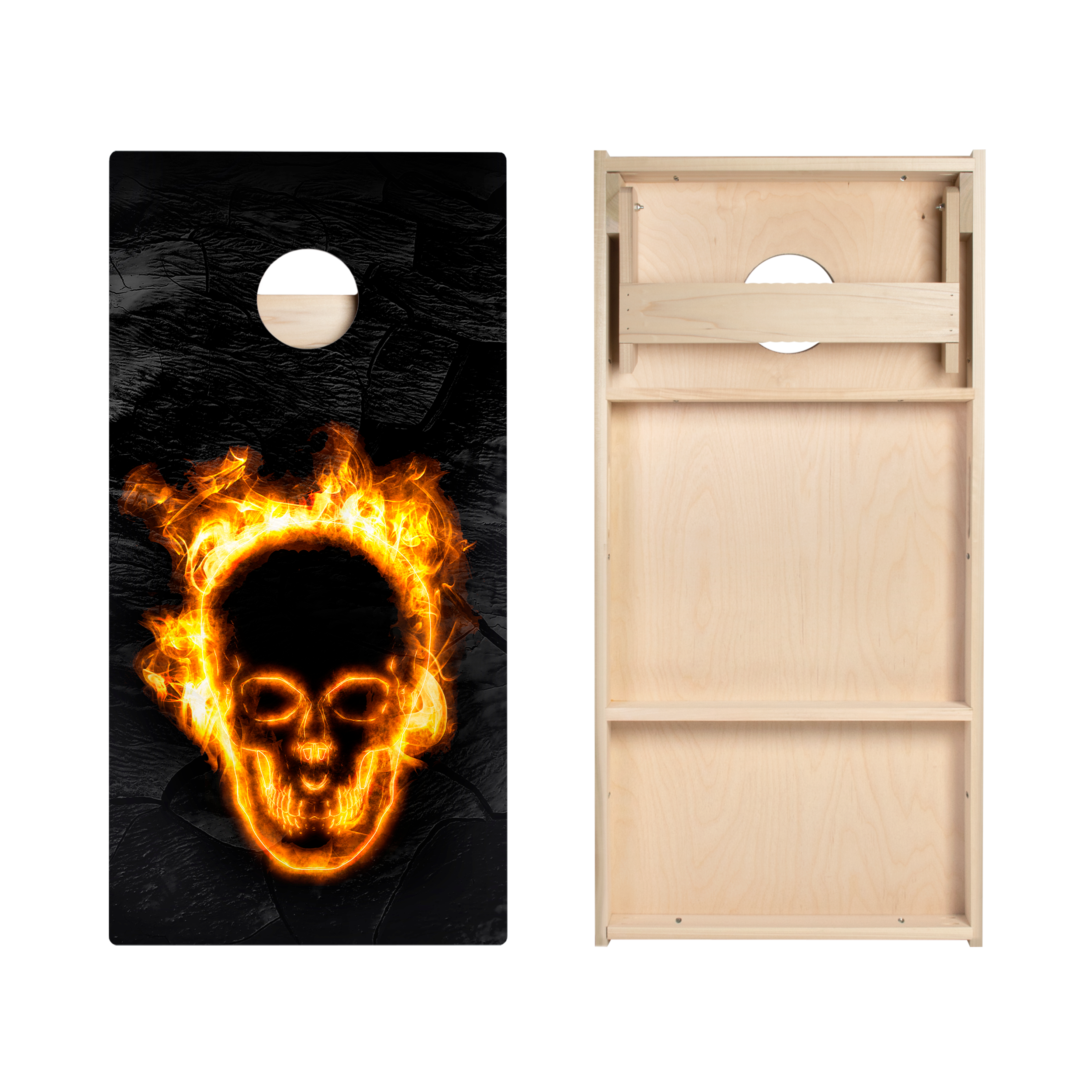 Fire Blaze Skull Star Cornhole Boards Set - Premium Outdoor Bean Bag Toss Game for Backyard, Tailgating, and Parties - Durable & Weather-Resistant Design