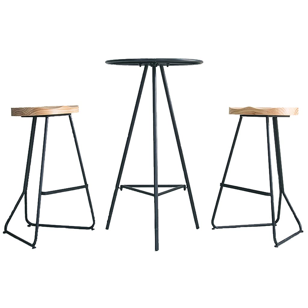 Rustic Wrought Iron Pub Table Set with 4 High Stools - Counter Height Kitchen Dining Set for Home Bar, Cafe & Restaurant Use