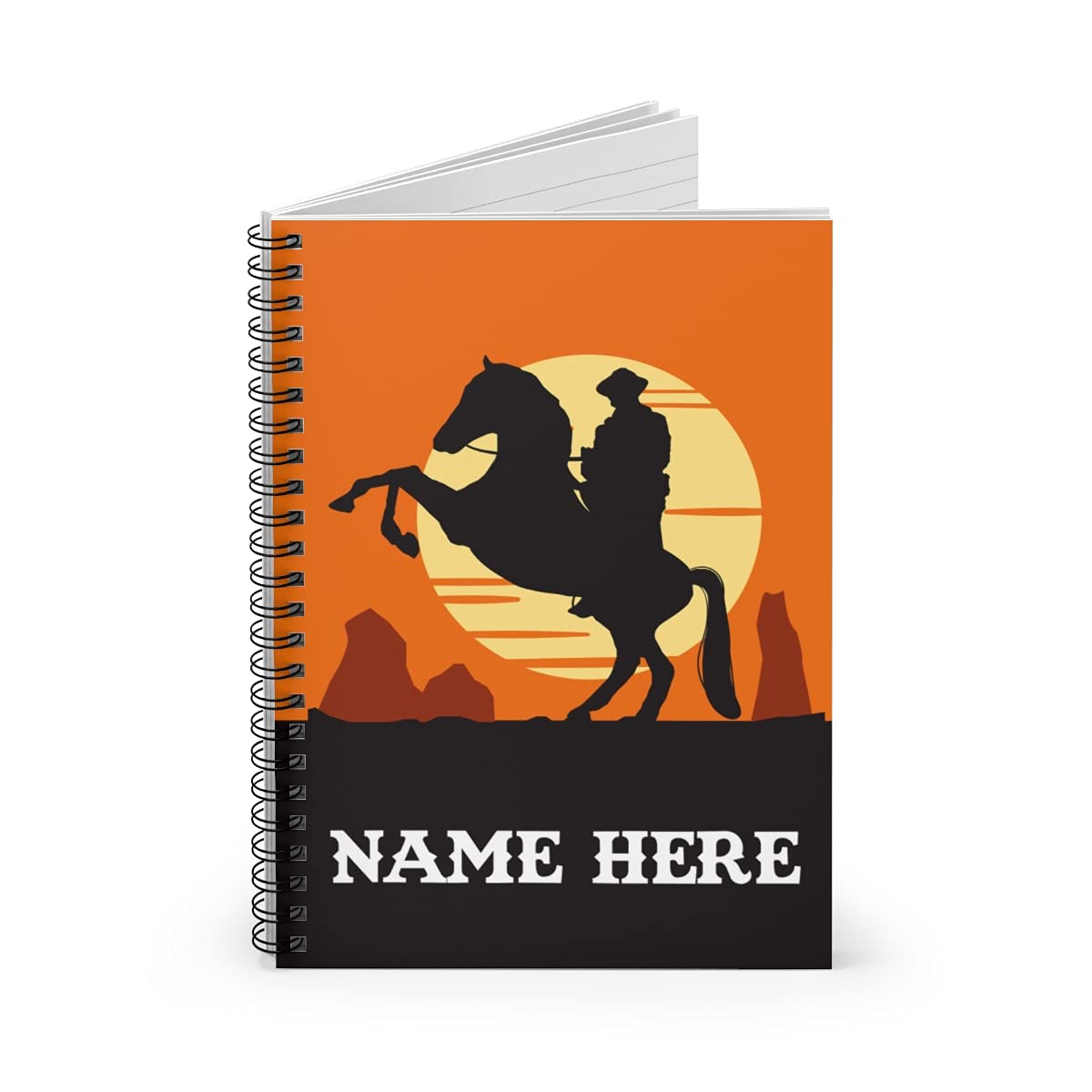 Custom Cowboy Wild West Spiral Notebook - Personalized Journal for Kids, Teens & Women | Western Theme Writing Notebook for School, Office & Travel Gifts