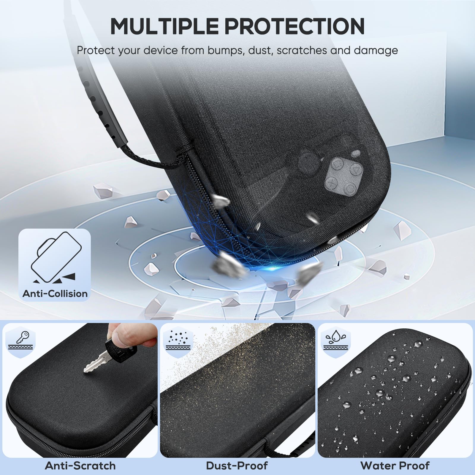 KINWIN 8-in-1 Accessories Bundle for PS5 Portal - EVA Carrying Case, Silicone Cover, 2 Screen Protectors & 4 Thumb Grips | Perfect for Travel Protection & Enhanced Gaming Experience on PlayStation Portal