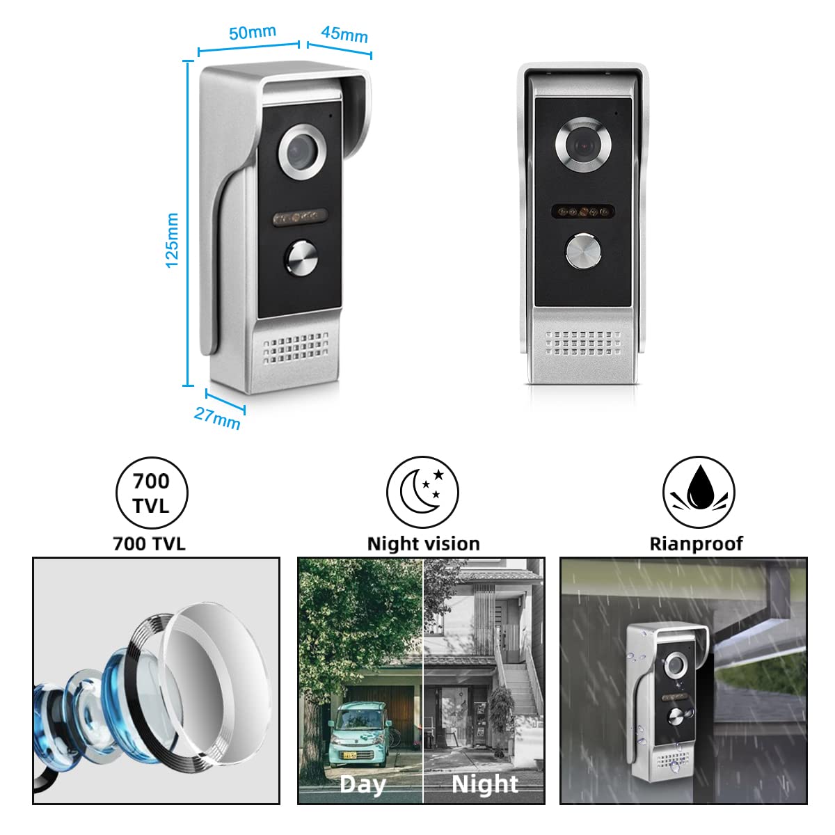 9 Inch Wired Video Intercom System with Camera & Monitor - Smart Doorbell with Unlocking, Monitoring & 2-Way Talk for Villa, Home, Office & Apartment Security - Perfect for Front Door, Gate & Building Entry Access Control