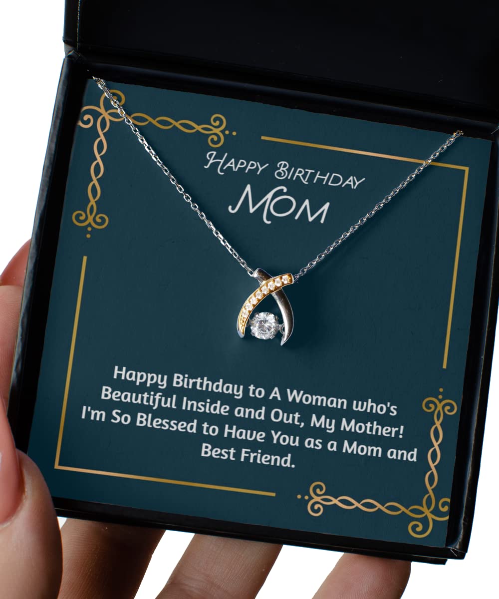 Wishbone Dancing Necklace for Mom - Elegant Birthday Gift from Son or Daughter - Perfect for Mother's Day, Anniversary & Special Occasions