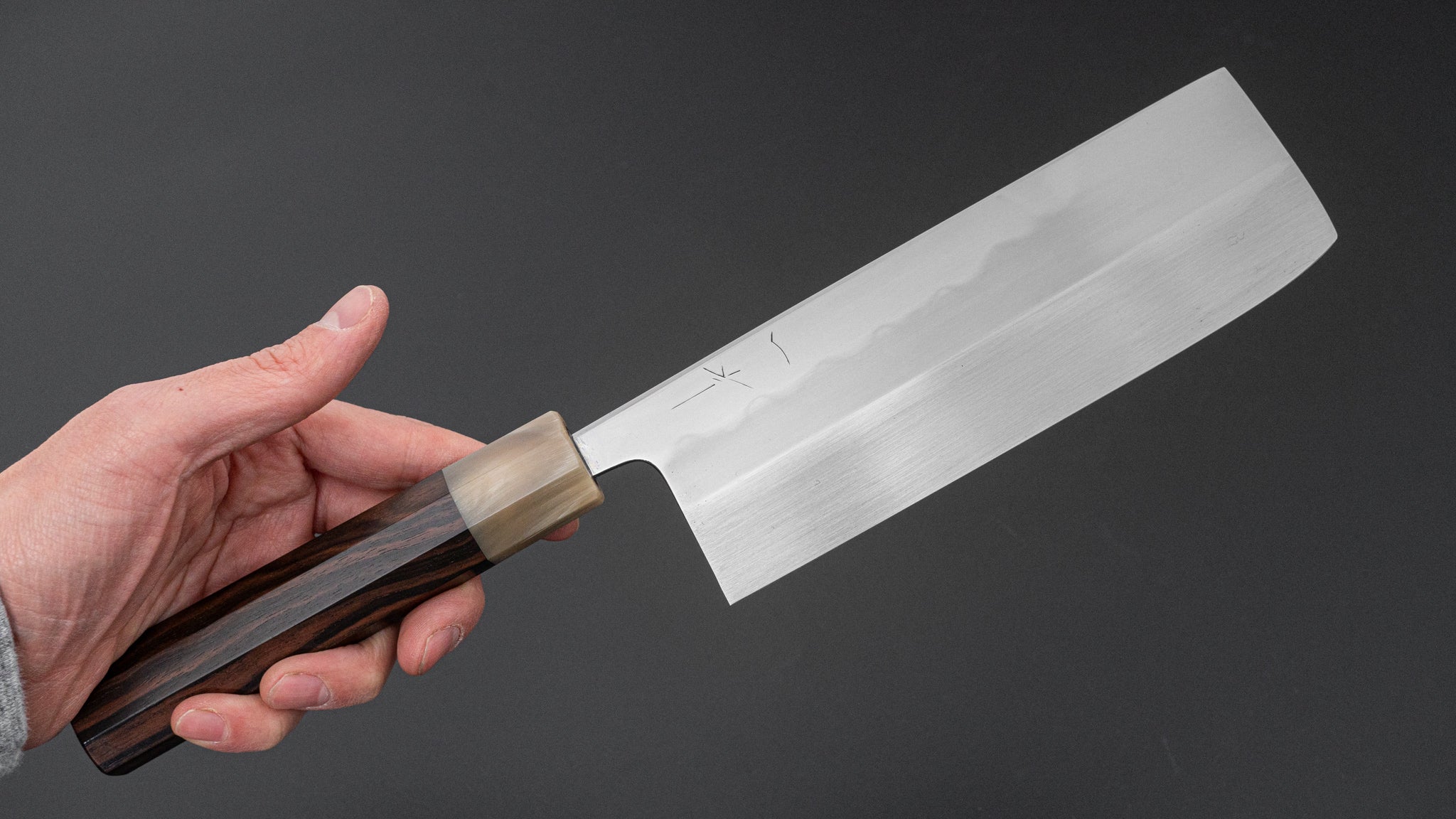 Hitohira Togashi White #1 Notaremon Mizu Honyaki Nakiri Knife with Taihei Makassar Ebony Handle (#107/Saya) - Premium Japanese Kitchen Knife for Professional Chefs & Home Cooking