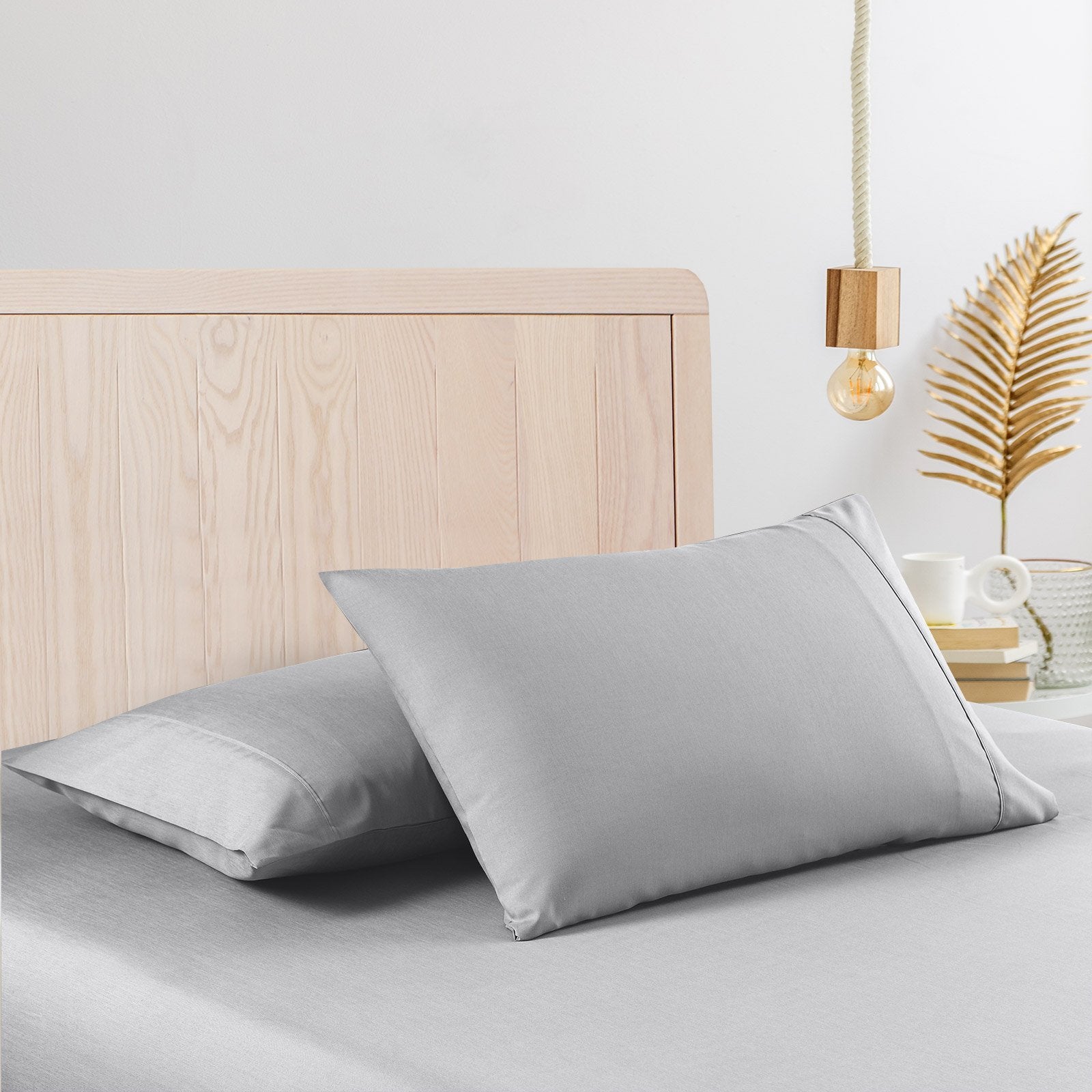 2000 Thread Count Bamboo Cooling Sheet Set - Ultra Soft King Size Bed Sheets - Stonewash Grey - Perfect for Hot Sleepers & Summer Nights