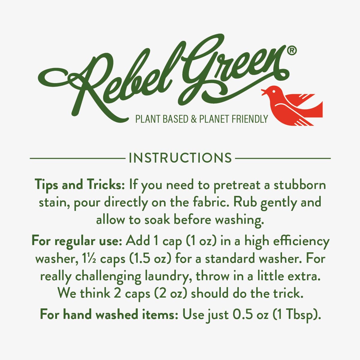 Rebel Green Organic Laundry Detergent - Natural Eco-Friendly Liquid Laundry Soap with Dispenser Cup | Hypoallergenic & Unscented for Sensitive Skin | 68 Loads per Bottle (2 Pack) | Perfect for Babies, Delicate Fabrics & Allergy Sufferers