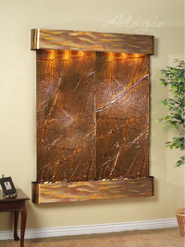 Adagio Majestic River Round Rustic Copper Brown Marble Tabletop - MRR1006 | Elegant Home Decor for Dining Room, Living Room & Office