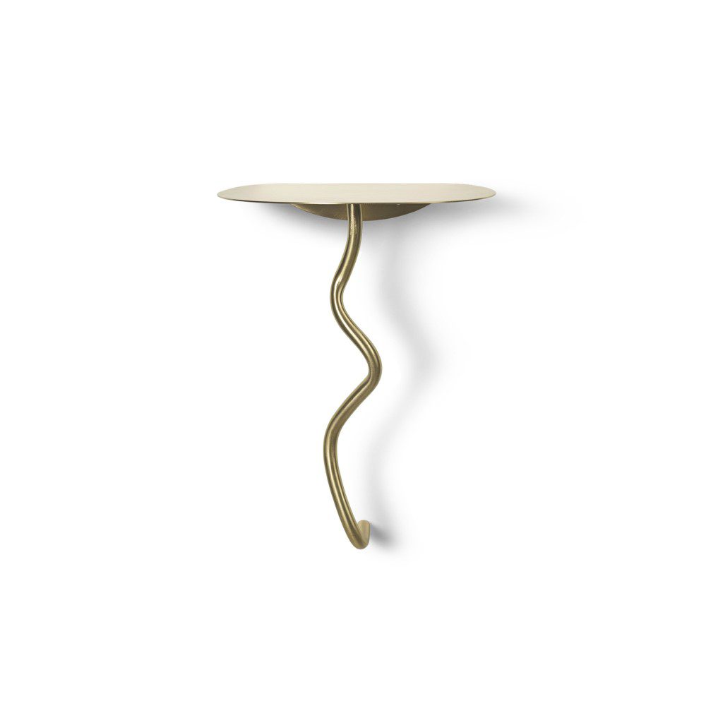 FERM LIVING Curvature Wall Table - Brass Finish Modern Floating Desk for Small Spaces | Home Office, Bedroom, Dorm Room Decor
